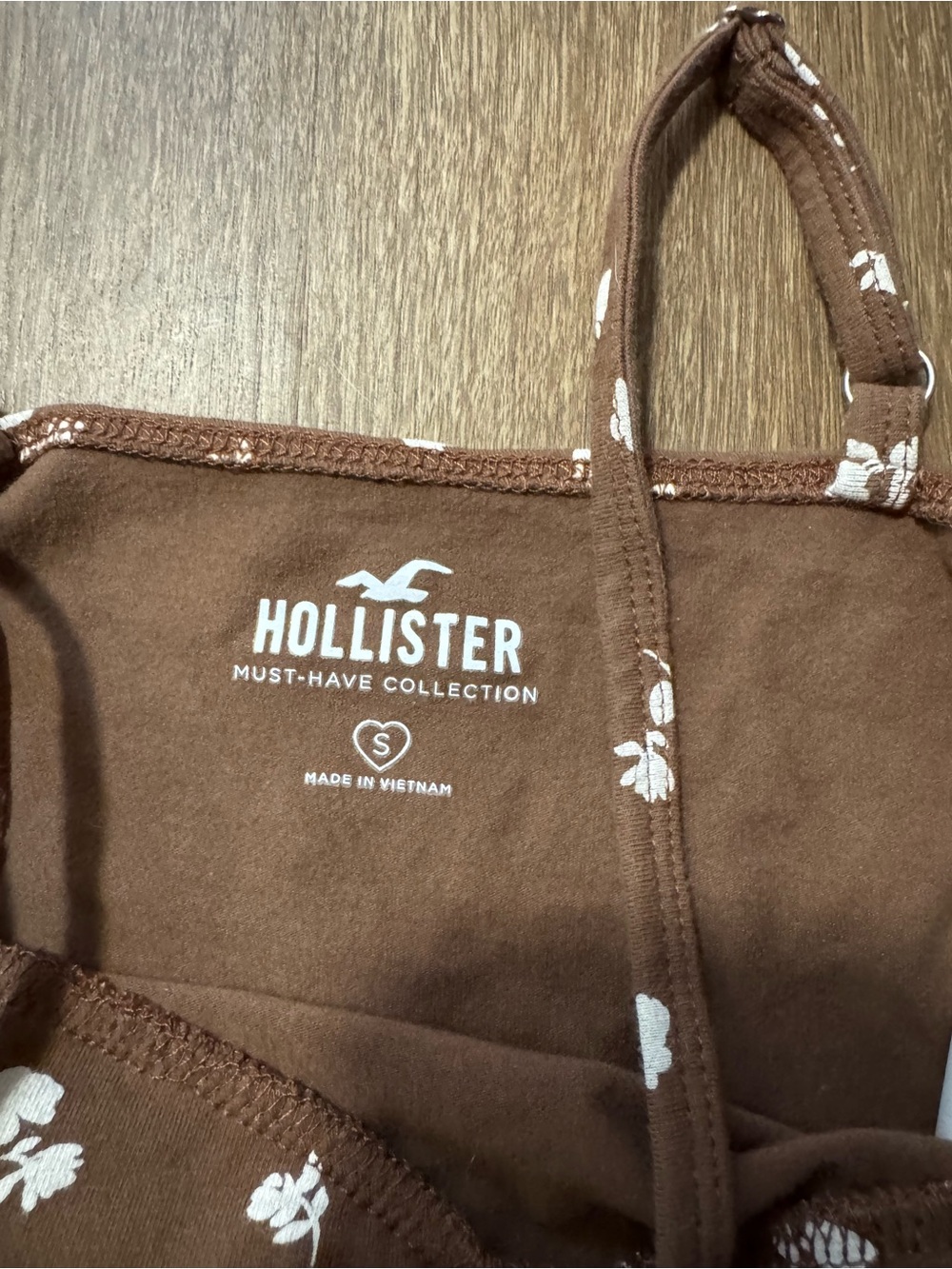 Hollister Women's Adjustable Crop Tank Brown White Floral Size S - Picture 3 of 5